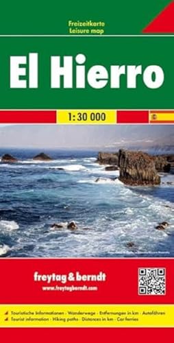 El Hierro, Autokarte 1:30.000: Touristische Informationen, Wanderwege, Entfernungen in km, Autofähren El Hierro, Autokarte 1:30.000: Touristische Informationen, Wanderwege, Entfernungen in km, Autofähren
