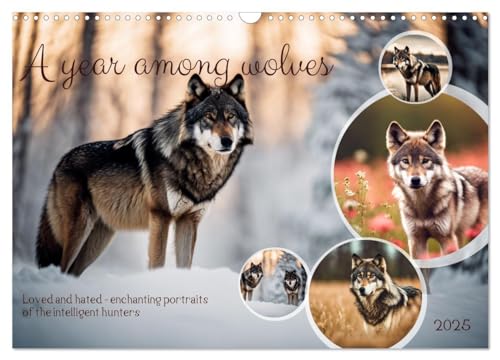 A year among wolves (Wall Calendar 2025 DIN A3 landscape), CALVENDO 12 Month Wall Calendar: Loved and hated - enchanting portraits of the intelligent hunters von Calvendo