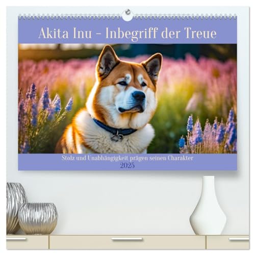 Akita Inu - Inbegriff der Treue (hochwertiger Premium Wandkalender 2025 DIN A2 quer), Kunstdruck in Hochglanz von CALVENDO
