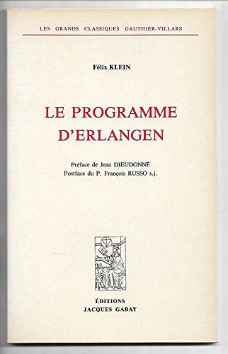 LE PROGRAMME D'ERLANGEN LE PROGRAMME D'ERLANGEN