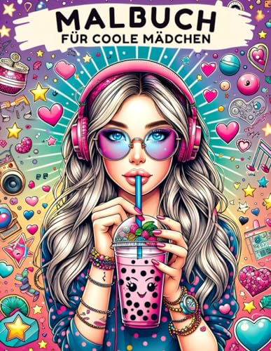Malbuch Coole Mädchen Geschenk ab 12 Jahren: Beschäftigungsbuch mit 50 Motiven (Portraits, Pferde, Muster, Tiere) für Mädchen und Teenager | Malen ab 12 von Independently published