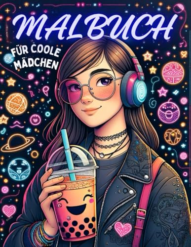 Malbuch für Coole Mädchen ab 10 Jahren: Beschäftigungsbuch mit 50 Motiven (Portraits, Muster, Tiere, Pferde) für Mädchen und Teenager von Independently published