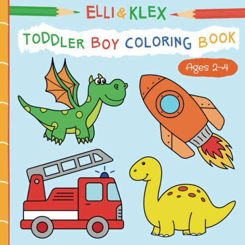 Toddler Boy Coloring Book Ages 2-4: Coloring Book for Boys with Animals, Pirates, Knights, Sports, Dinos, Cars, ... von Independently published