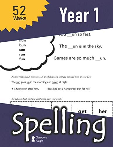 Year 1 Spelling: 52 Weeks of Spelling - Vocabulary Sentences (with Answer Key) – High Frequency Sight Words (Flash Cards Included) : Comprehensive ... Vocab, & Reading): Year 1 (Ages 5-6)