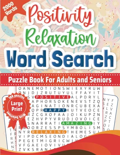 Positivity Relaxation Word Search: Puzzle Book for Adults and Seniors von Independently published
