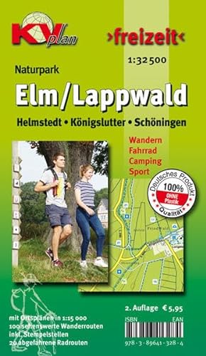 Elm / Lappwald: Wander- und Freizeitkarte mit Radrouten und Wanderwegen 1:30.000 + Ortspläne von Schöningen Helmstedt Königslutter 1:12.500: Wander- ... Königslutter 1:12.500 (KVplan Harz-Region)