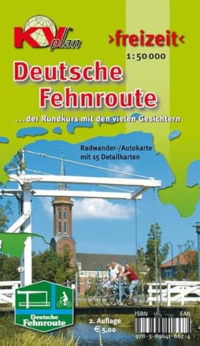 Fehnroute: Radwander-/Autokarte mit 15 Detailkarten der Deutschen Fehnroute, 1:50.000 (KVplan Ostfriesland-Region) von KommunalVerlag Tacken e.K