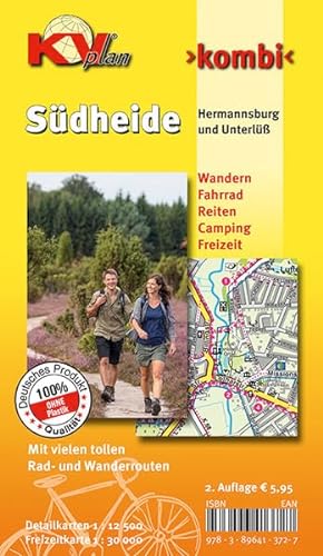 Südheide (Hermannsburg und Unterlüß): Wanderkarte / Radwanderkarte 1:30.000 mit Gemeindeplan 1:12.500 (KV-Heide-Karten)