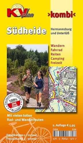 Südheide (Hermannsburg und Unterlüß): Wanderkarte / Radwanderkarte 1:30.000 mit Gemeindeplan 1:12.500 (KV-Heide-Karten)