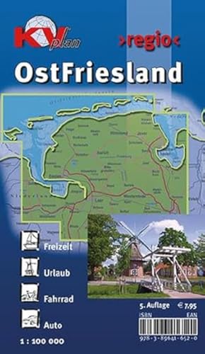 OstFriesland: 1:100.000 >regio< inkl. 60 Freizeittipps mit Infohotline, 16 Citykarten (1:25.000) 18 Radrouten und allen 7 ostfriesischen Inseln: Incl. ... Sonderausgaben / Reiterkarten, Atlanten) von KommunalVerlag Tacken e.K