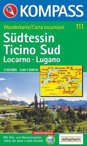 Südtessin, Locarno, Lugano. 1:50.000. Wandern. GPS-genau