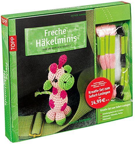 Kreativ-Set: Freche Häkelminis: Tiere und Mehr im Nu gehäkelt. Kreativ-Set zum Sofort-Loslegen: Anleitungsbuch, Stickgarn, Häkelnadel, Füllwatte, Perlen