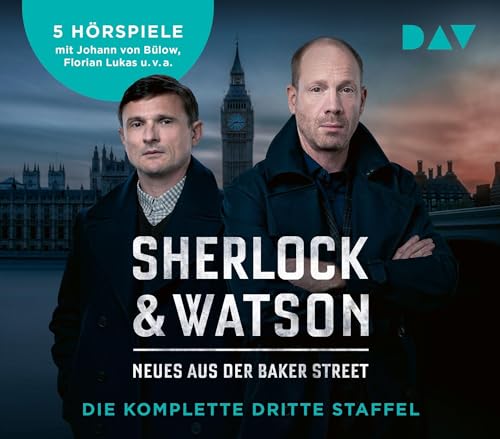 Sherlock & Watson – Neues aus der Baker Street. Die komplette dritte Staffel: Hörspiele mit Johann von Bülow, Florian Lukas, Stefan Kaminski u.v.a. (10 CDs)