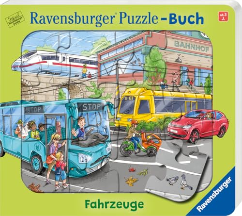 Ravensburger Puzzle-Buch: Fahrzeuge - Kinderbuch ab 3 Jahren, Puzzle mit 12 Teilen, Spielbuch, Wimmelbuch, Pappbilderbuch von Ravensburger Verlag GmbH