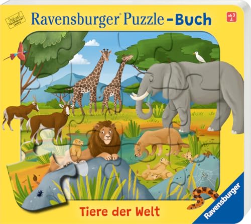 Ravensburger Puzzle-Buch: Tiere der Welt - Kinderbuch ab 3 Jahren, Puzzle mit 12 Teilen, Spielbuch, Wimmelbuch, Pappbilderbuch von Ravensburger Verlag GmbH