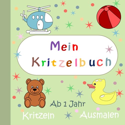 Kritzelbuch ab 1 Jahr:: Malbuch mit 50 großen Motiven zum Ausmalen | Zur Förderung der Kreativität und Motorik