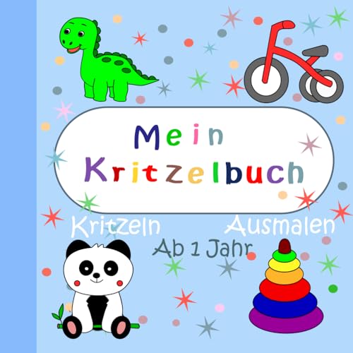 Kritzelbuch ab 1 Jahr: Malbuch mit 50 großen Motiven zum Ausmalen | Zur Förderung der Kreativität und Motorik