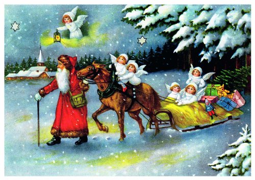 Weihnachtsmann mit Schlitten