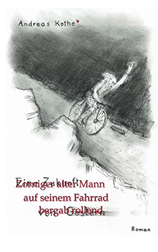 Zorniger alter Mann auf seinem Fahrrad bergab rollend: Eine Zukunft von gestern