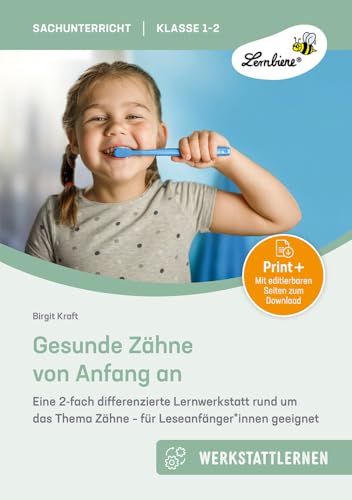 Gesunde Zähne von Anfang an: Eine 2-fach differenzierte Lernwerkstatt rund um das Thema Zähne - für Leseanfänger*innen geeignet (1. und 2. Klasse) von Lernbiene Verlag i.d. AAP