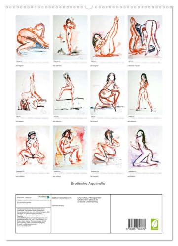 Erotische Aquarelle (hochwertiger Premium Wandkalender 2025 DIN A2 hoch), Kunstdruck in Hochglanz von CALVENDO
