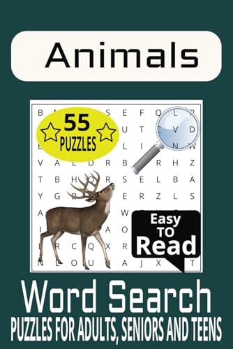 Animal Word Search Puzzle Book: Word Searches with Easy to Read Print about Animals, Wildlife and More | 6x9 Inches, 110 Pages | 50 + Puzzles... Gift for Vacations, Holidays, and Free Times von Independently published