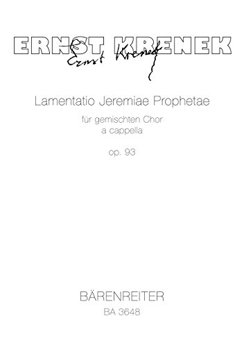 Lamentatio Jeremiae Prophetae op. 93 (1941) -Klagelieder des Jeremias für 4-9stimmigen Chor (lateinisch)-. musica sacra nova. Chorpartitur