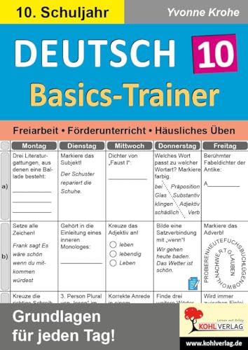 Deutsch-Basics-Trainer / Klasse 10: Grundlagen für jeden Tag im 10. Schuljahr von KOHL VERLAG Der Verlag mit dem Baum