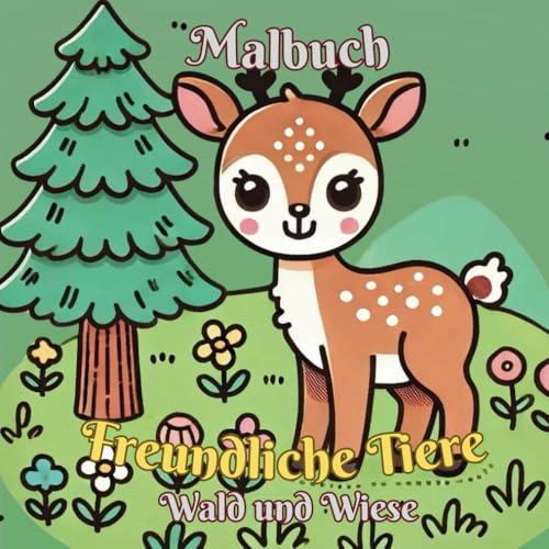 Malbuch - "Freundliche Tiere" - Wald und Wiese: Das Ausmalbuch für Kinder ab 3 Jahren mit Reimen und Rätseln für noch mehr Spaß! von Independently published