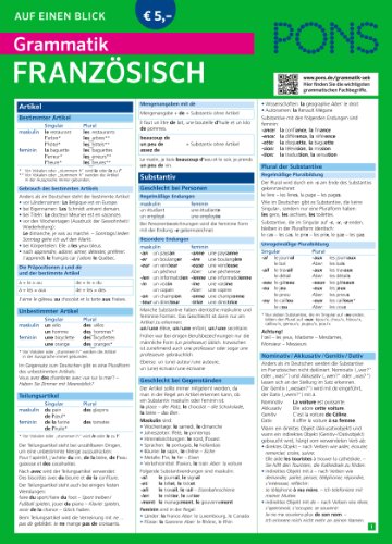PONS Grammatik auf einen Blick Französisch: Praktiche Klappkarte zum Nachschlagen (PONS auf einen Blick) von Pons GmbH