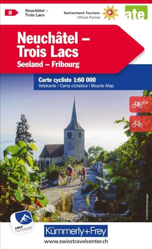 Kümmerly+Frey Velokarte 8 Neuchâtel, Trois Lacs 1:60.000: Mit Seeland und Fribourg. Wetterfest, matt laminiert und mit free Download von Hallwag Kümmerly & Frey