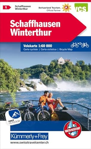 Schaffhausen-Winterthur: Nr. 1, Velokarte 1:60 000, waterproof, Free Map on Smartphone included: Matt laminiert, free Download mit HKF Outdoor App (Kümmerly+Frey Velokarten, Band 1)