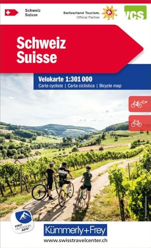 Kümmerly+Frey Velokarte Schweiz 1:301.000: Wetterfest, matt laminiert und mit free Download von Kmmerly und Frey