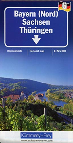 Bayern Nord, Sachsen, Thüringen, Dresden 1:275 000 mit touristischen Informationen und Ortsindex
