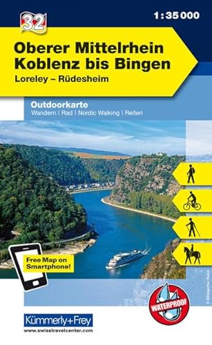 Deutschland Outdoorkarte 32 Oberer Mittelrhein, Koblenz bis Bingen 1 : 35.000: Loreley-Rüdesheim. Wanderwege, Radwanderwege, Nordic Walking, Reiten: ... Outdoorkarten Deutschland, Band 32)