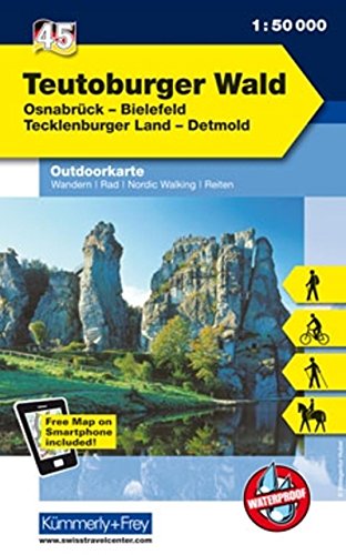 Deutschland Outdoorkarte 45 Teutoburger Wald 1 : 50.000: Wanderwege, Radwanderwege, Nordic Walking, Skilanglauf: Nr. 45, Outdoorkarte Deutschland, ... (Kümmerly+Frey Outdoorkarten Deutschland)