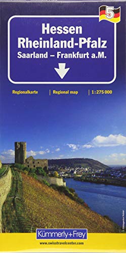 Hessen - Rheinland-Pfalz 1:275 000 mit touristischen Informationen und Index: Saarland - Frankfurt a. M.: Blatt 5, Regionalkarte Deutschland 1:275 000 (Kümmerly+Frey Regional-Strassenkarte, Band 5) von Kummerly & Frey