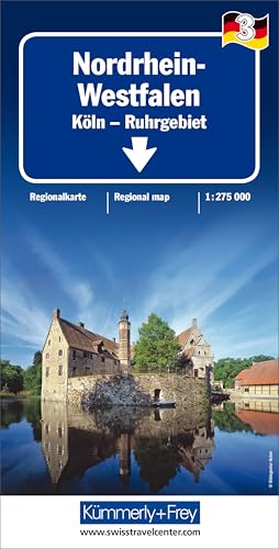 Kümmerly+Frey Regional-Strassenkarte 3 Nordrhein-Westfalen 1:275.000: Mit Köln und Ruhrgebiet. Inkl. Ortsverzeichnis und Reiseinformationen