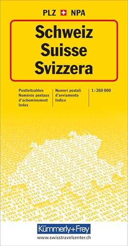 Kümmerly+Frey Schweiz, Postleitzahlenkarte 1:260.000: Faltkarte mit sämtlichen PLZ der Schweiz (Kümmerly+Frey Thematische Karten)