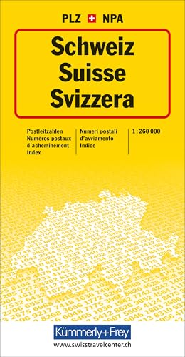 Schweiz 1 : 275 000. Postleitzahlenkarte: Thematic Map: Massstab 1:260 000 (Ausgabe 2018) (Kümmerly+Frey Thematische Karten)