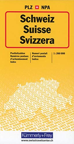 Schweiz 1 : 275 000. Postleitzahlenkarte: Thematic Map: Massstab 1:260 000 (Ausgabe 2018) (Kümmerly+Frey Thematische Karten)