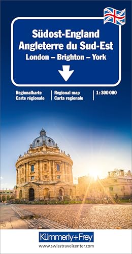 Kümmerly+Frey Regional-Strassenkarte Südost-England 1:300.000: Mit London, Brighton und York. Mit Bastia und Ajaccio. Inkl. Stadtpläne, Ortsverzeichnis und Reiseinformationen