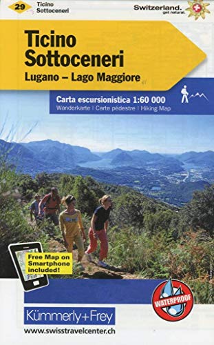 Ticino Sottoceneri, Lugano-Lago Maggiore: Wanderkarte Nr. 29, Massstab 1:60 000, waterproof, Free Map on Smartphone included (Kümmerly+Frey ... Maggiore. Free Map on Smartphone included