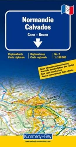 Frankreich 02. Normandie / Calvados 1 : 180 000. Straßenkarte: Caen - Rouen. Mit touristischen Informationen: Frankreich Regionalkarte Nr. 2, 1:180 000 von Kümmerly + Frey