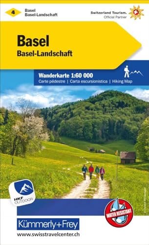 Basel, Basel-Landschaft: Wanderkarte Nr. 4, Massstab 1:60 000, waterproof, Free Map on Smartphone included: Water resistant, free Download mit HKF Outdoor App (Kümmerly+Frey Wanderkarten, Band 4)