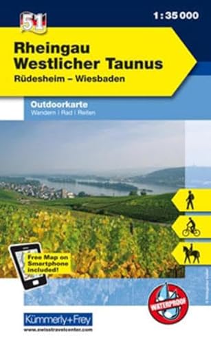 K&F Deutschland Outdoorkarte 51 Rheingau 1 : 35 000: Westlicher Taunus - Rüdesheim - Wiesbaden: Nr. 51, Outdoorkarte Deutschland, 1:35 000, Mit ... Outdoorkarten Deutschland, Band 51)