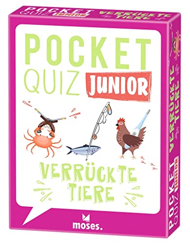 moses. Pocket Quiz Junior - Verrückte Tiere, Das Kinderquiz mit 100 Fragen und Fakten rund um erstaunliche Tiere mit besonderen Fähigkeiten, Für Kinder ab 8 Jahren von moses
