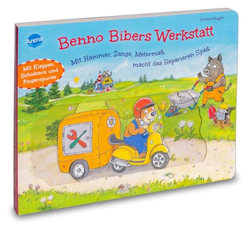 Benno Bibers Werkstatt. Mit Hammer, Zange, Metermaß macht das Reparieren Spaß: Pappbilderbuch mit Klappen und Schiebern ab 2 Jahren