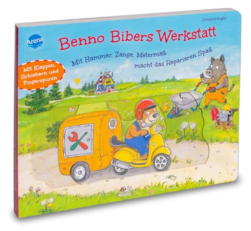 Benno Bibers Werkstatt. Mit Hammer, Zange, Metermaß macht das Reparieren Spaß: Pappbilderbuch mit Klappen und Schiebern ab 2 Jahren von Arena