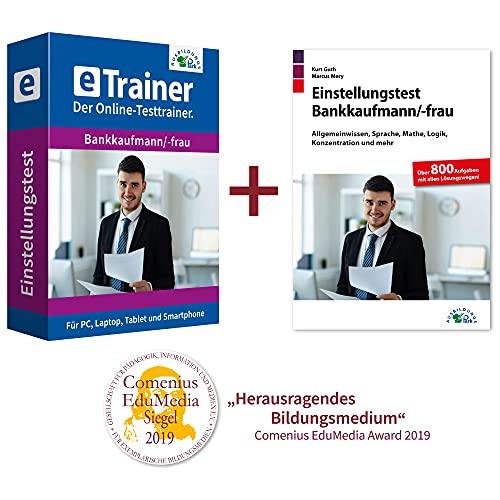 Einstellungstest Bankkaufmann / Bankkauffrau Kombipaket: Online-Testtrainer + Buch | Über 3.300 Aufgaben mit allen Lösungswegen | Allgemeinwissen, Sprache, Mathe, Logik, Konzentration und mehr
